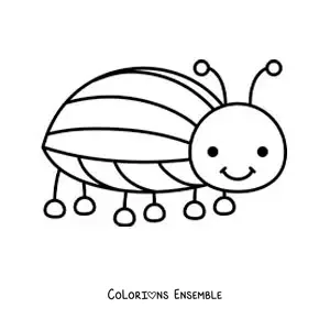 Image à colorier d’un scarabée facile pour enfants