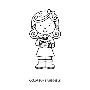 Image à colorier de Boucle d’or qui mange du porridge