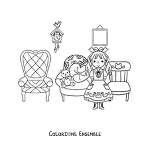 Image à colorier de Boucle d’or et les trois chaises des ours