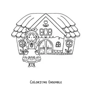Image à colorier de Boucle d’or dans la maison des trois ours