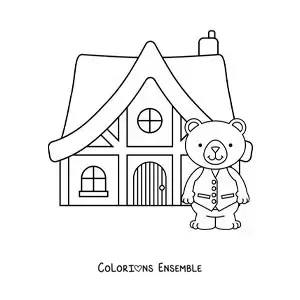 Image à colorier de la maison des trois petits ours