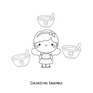 Image à colorier de Boucle d’or et les bols des trois petits ours