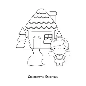 Image à colorier de Boucle d’or dans la maison des trois petits ours