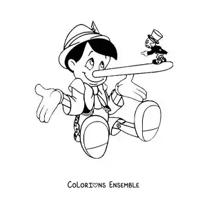 Image à colorier de Pinocchio et Jiminy Cricket
