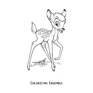 Image à colorier de Bambi qui marche