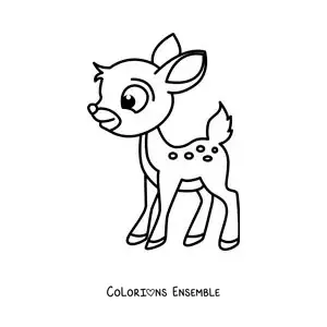Image à colorier de Bambi en dessin facile