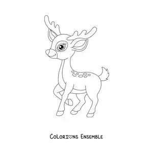 Image à colorier de Bambi en dessin animé avec des bois
