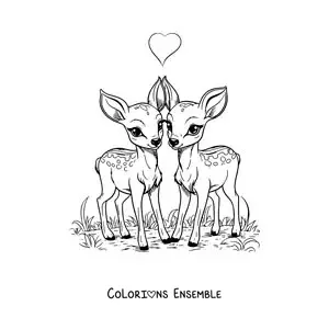Image à colorier de Bambi et Faline amoureux