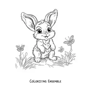 Image à colorier de Panpan le lapin kawaii