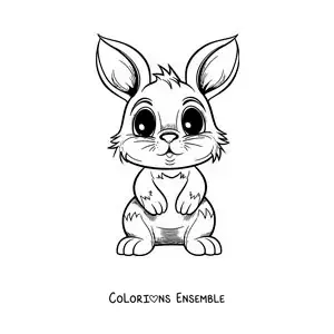 Image à colorier de Panpan le lapin kawaii en grand format