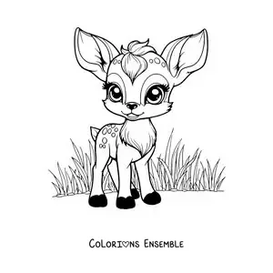 Image à colorier de Faline kawaii en dessin animé