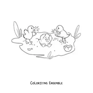Image à colorier du Vilain Petit Canard rejeté par ses frères