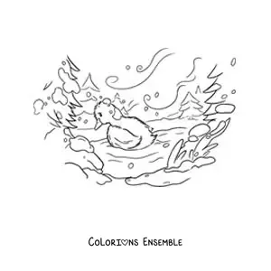 Image à colorier du Vilain Petit Canard seul et triste