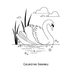 Image à colorier du Vilain Petit Canard devenu cygne