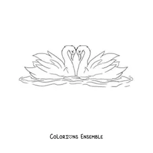 Image à colorier du Vilain Petit Canard transformé en cygne amoureux