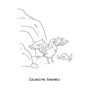 Image à colorier du Vilain Petit Canard qui se transforme en cygne