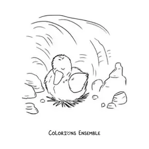 Image à colorier du Vilain Petit Canard qui dort seul