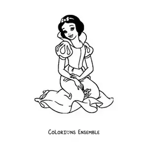 Image à colorier de Blanche-Neige assise