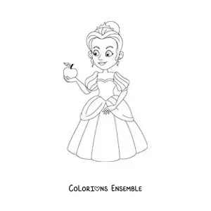Image à colorier de la princesse Blanche-Neige en dessin animé