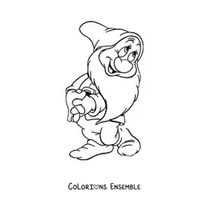 Image à colorier du nain Timide en dessin animé