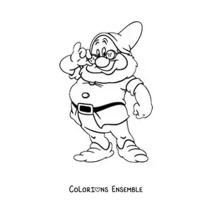 Image à colorier du nain Prof en dessin animé