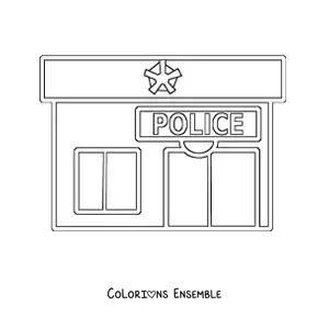Image à colorier d’un commissariat de police