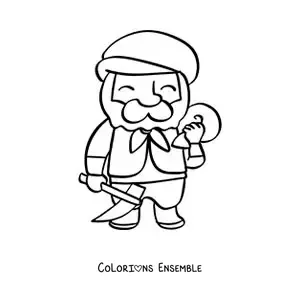 Image à colorier de l'un des 7 nains de Blanche-Neige