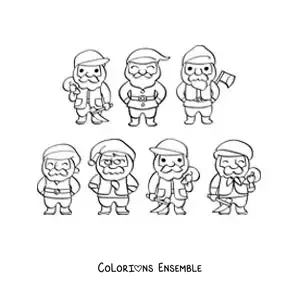 Image à colorier de Blanche-Neige et les 7 nains