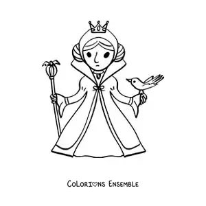Image à colorier de la méchante reine de Blanche-Neige en dessin animé