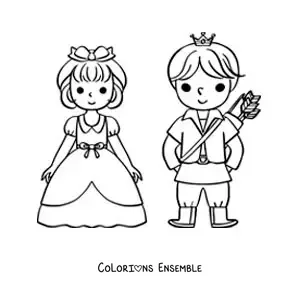 Image à colorier de Blanche-Neige et le prince en dessin animé