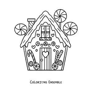 Image à colorier de la grande maison du conte de Hansel et Gretel