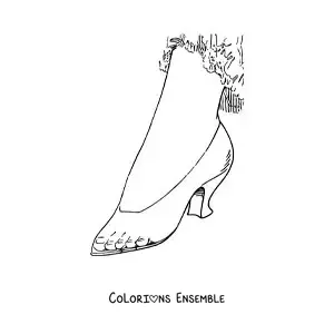 Image à colorier du pied de Cendrillon dans la pantoufle de verre