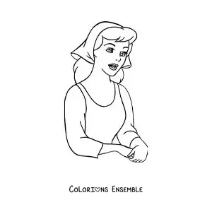 Image à colorier de Cendrillon en dessin animé