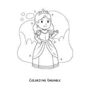 Image à colorier de Cendrillon au bal dans sa robe