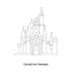 Image à colorier du château de Cendrillon