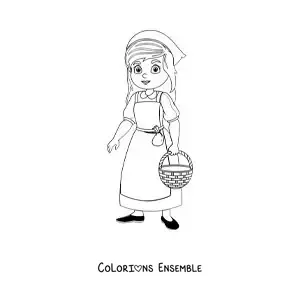 Image à colorier de Cendrillon faisant les corvées