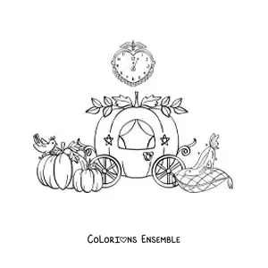 Image à colorier du carrosse-citrouille de Cendrillon