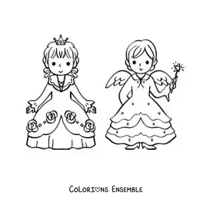 Image à colorier de Cendrillon et sa marraine la fée