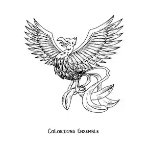 Image à colorier d'un oiseau phénix
