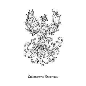 Image à colorier d'un phénix renaissant