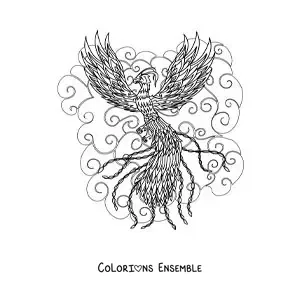 Image à colorier d'un phénix de la mythologie grecque
