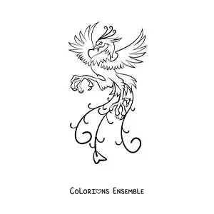 Image à colorier d'un phénix de feu facile