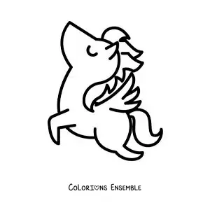 Image à colorier de Pégase en dessin animé facile