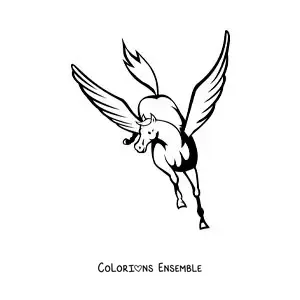 Image à colorier de Pégase qui vole
