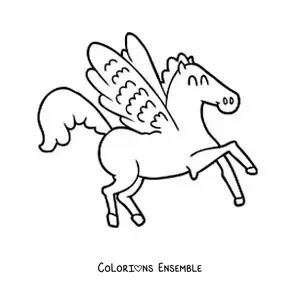 Image à colorier d'un dessin animé de Pégase