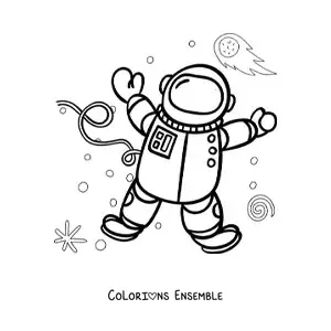 Image à colorier d’un astronaute flottant dans l’espace