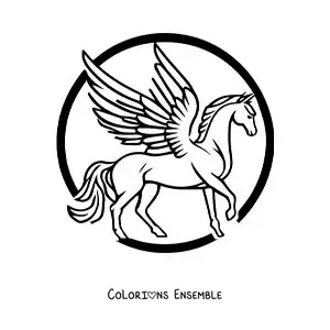 Image à colorier de Pégase ailé facile