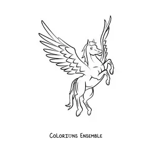 Image à colorier de Pégase sur deux pattes