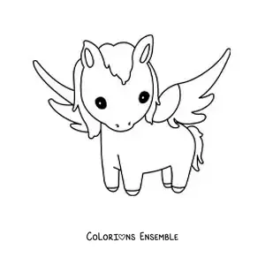 Image à colorier de Pégase ailé kawaii