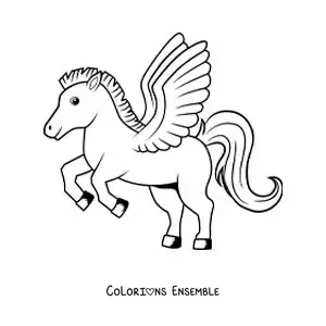 Image à colorier de Pégase, l'animal fantastique